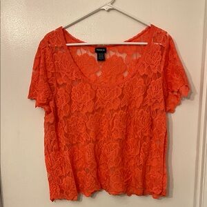 Coral Floral Lace Blouse
